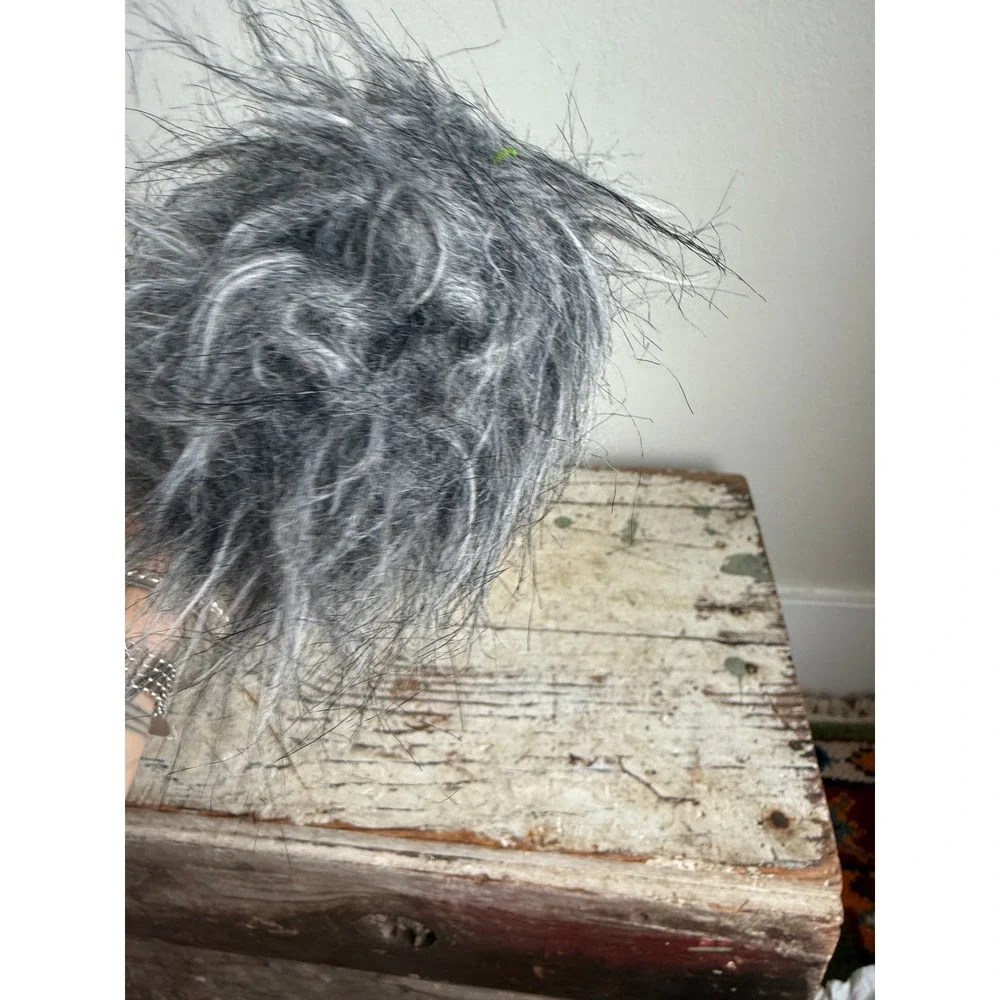 Grey White Faux Fur Animal Tail Costume Cosplay Accessory 21 Inch